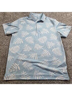 Deolax Golf Polo Shirt Mens Large Blue Floral Short Sleeve Performance